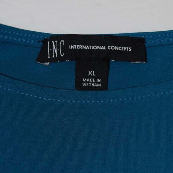 New INC INTERNATIONAL  blue short sleeve blouse * - Picture 5 of 7